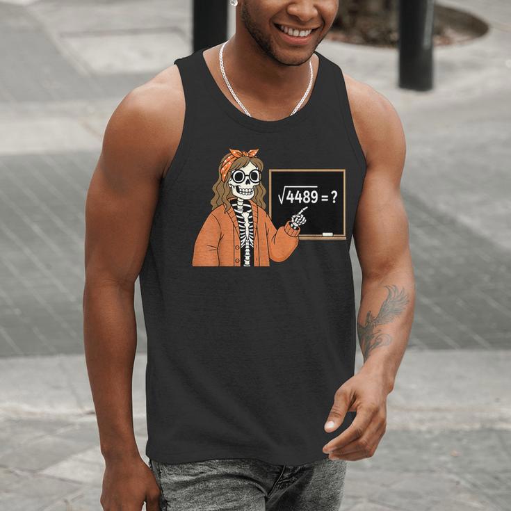 67 Math Teacher Skeleton Halloween Root 4489 Messy Bun Women Men Tank Top, funny gift 67 Math Teacher Skeleton Halloween Root 4489 Messy Bun Women Men Tank Top, funny gift