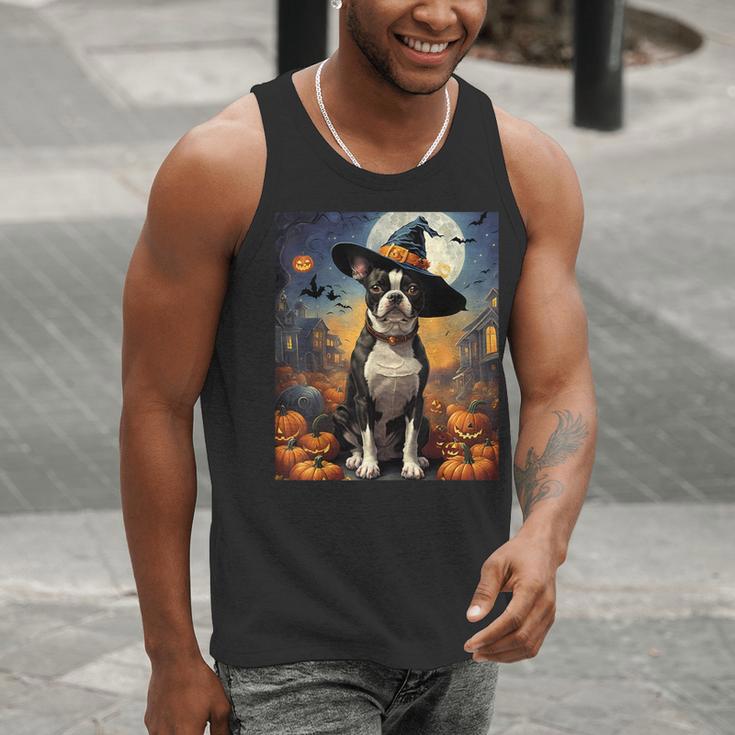 Aesthetic Halloween Boston Terrier Dog Witch Pumpkin For Men Women Kids Men Tank Top, Boston Terrier Halloween Tank Tops, funny gift