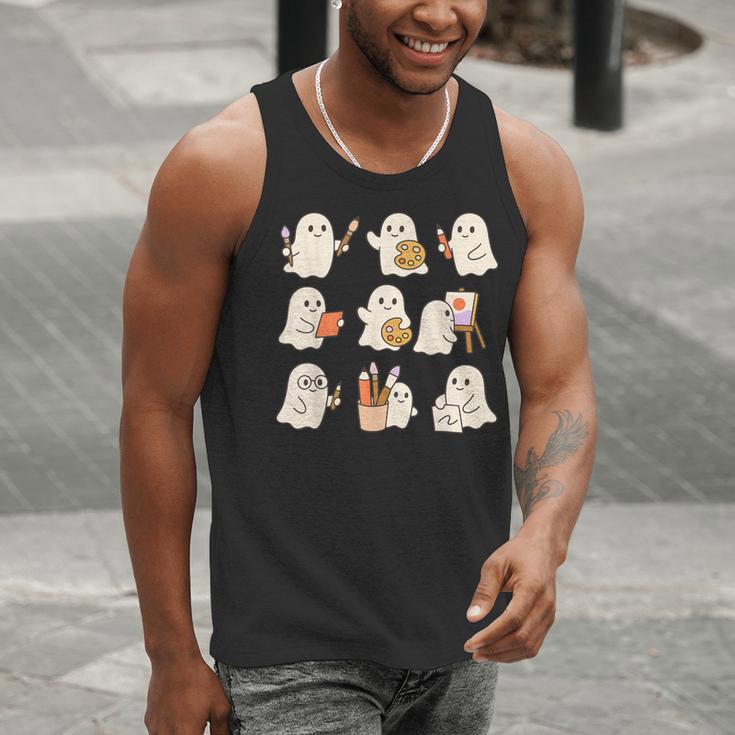 Art Teacher Ghost Halloween Artists Painter Teacher Spooky Men Tank Top, funny gift