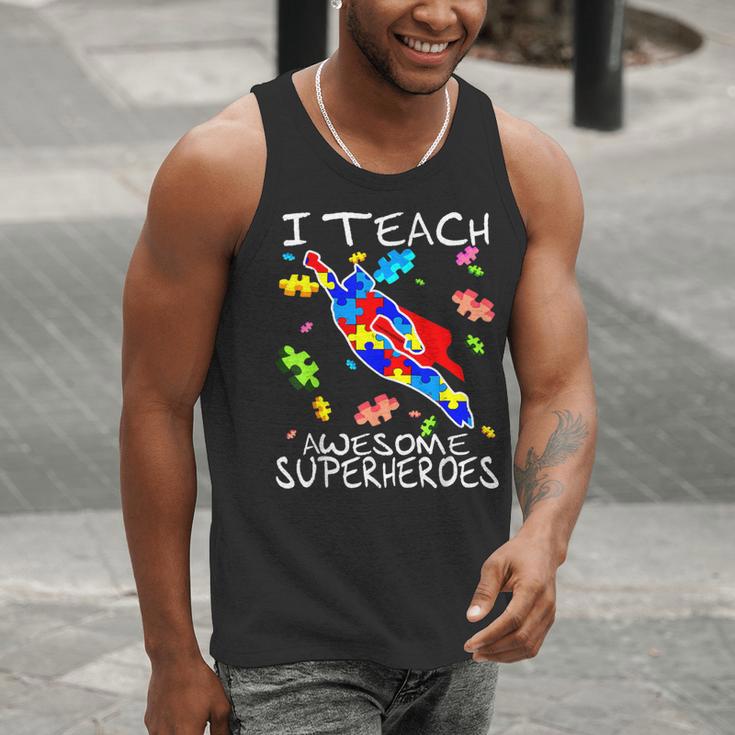 Autism Awareness Teacher I Teach Awesome Superheroes Men Tank Top, funny gift