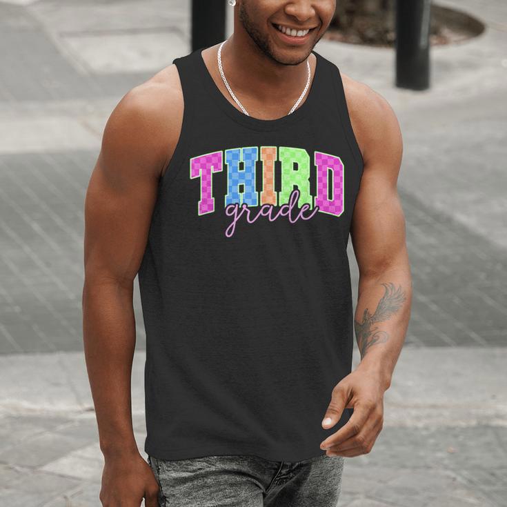 Back To School Neon Checkered Third Grade Colorful Teacher Men Tank Top, funny gift Back To School Neon Checkered Third Grade Colorful Teacher Men Tank Top, funny gift