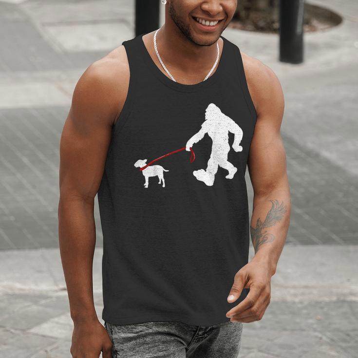 Bigfoot Walking With Bull Terrier Dog Men Tank Top, funny gift