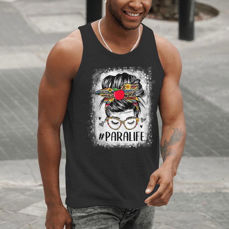 Bleached Teacher Para Life Paraprofessional Cute Messy Bun For Men Women Girls Kids Men Tank Top, funny gift