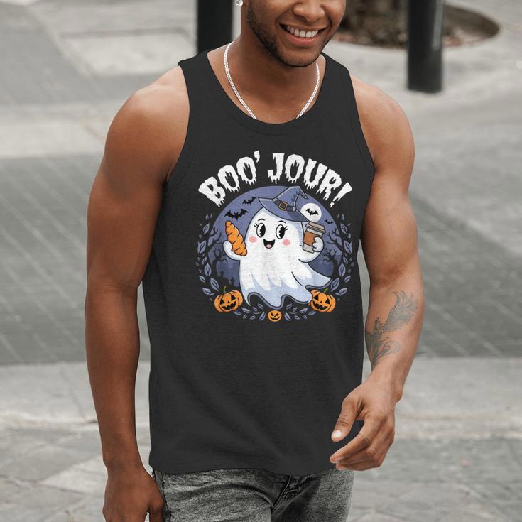 Boo Jour Ghost Halloween French Teacher Cute Coffe Croissant Men Tank Top, funny gift