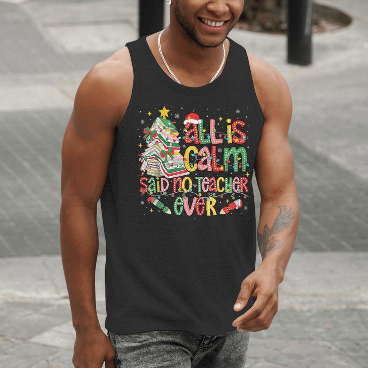 Book Tree All Is Calm Said No Teacher Ever Christmas Men Tank Top, funny gift