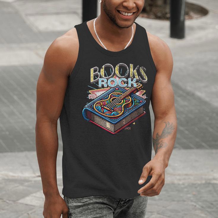 Books Rock Rock'n Roll Science Of Reading Teachers Guitar Men Tank Top, Science Teacher Tank Tops, funny gift