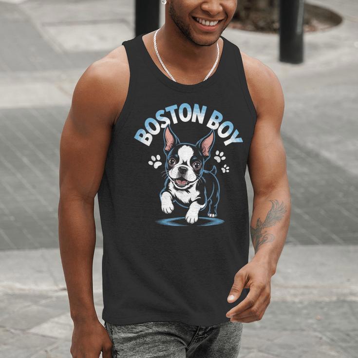 Boston Terrier Boy Cute Cartoon Dog Owner Pet Boston Terrier Men Tank Top, funny gift