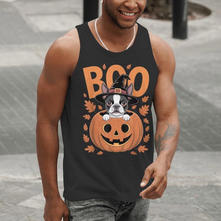 Boston Terrier Costume On Pumpkin Halloween Boston Terrier Men Tank Top, Boston Terrier Halloween Tank Tops, funny gift