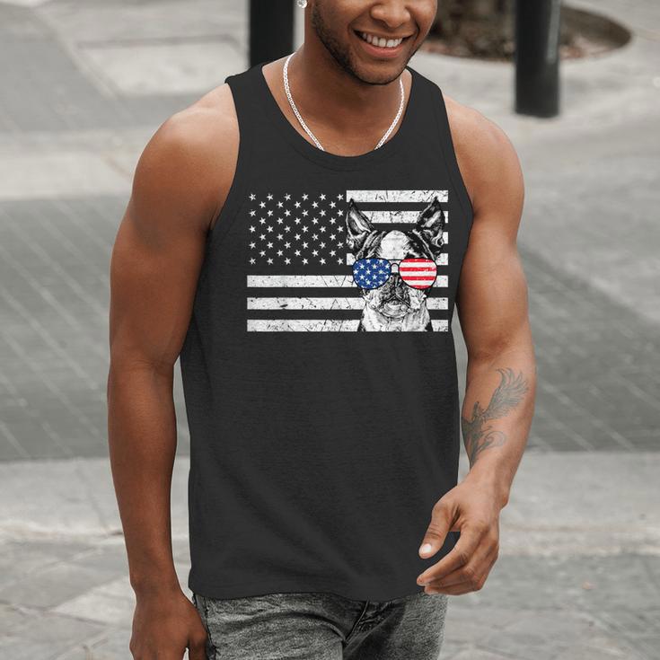 Boston Terrier Dog 4th Of July US American Flag Patriotic Men Tank Top, American Boston Terrier Tank Tops, Patriotic Boston Terrier Tank Tops, Boston Terrier 4th Of July Tank Tops, funny gift