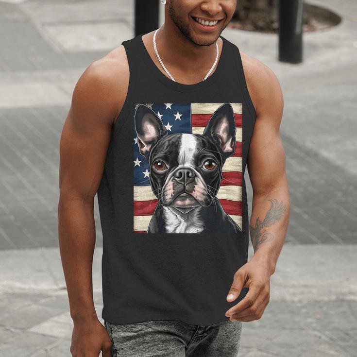 Boston Terrier Dog American Flag 4th Of July Patriotic Puppy Men Tank Top, American Boston Terrier Tank Tops, Patriotic Boston Terrier Tank Tops, Boston Terrier 4th Of July Tank Tops, funny gift