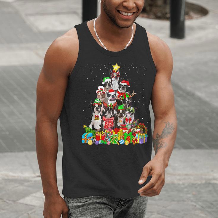 Boston Terrier Dog Christmas Tree Lights Xmas Pajama For Men Women Kids Men Tank Top, Boston Terrier Christmas Tank Tops, funny gift