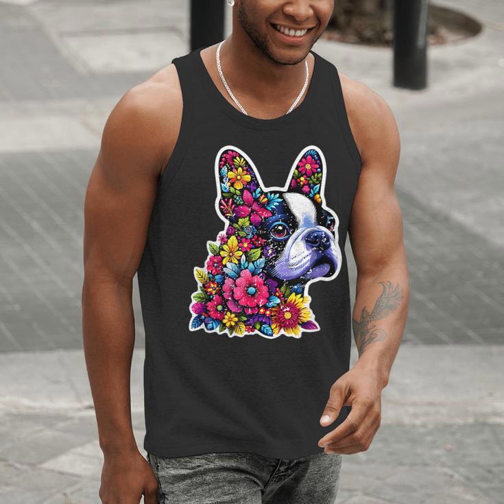 Boston Terrier Floral Vintage Dog Mom Distressed Men Women Kids Men Tank Top, Boston Terrier Mom Tank Tops, funny gift