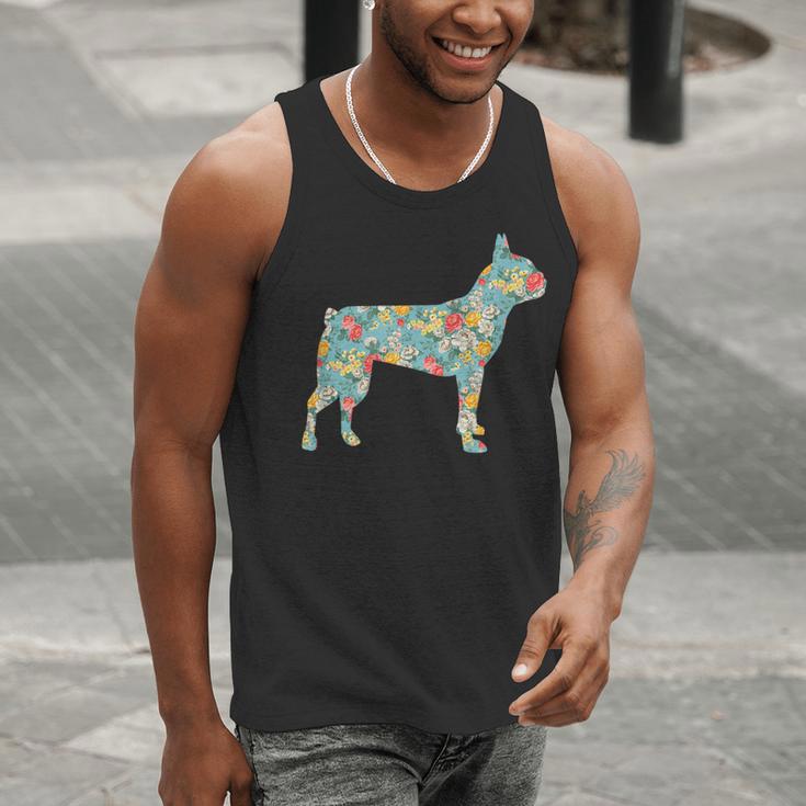 Boston Terrier Flower Silhouette Floral Dog Men Women Girls Kids Men Tank Top, funny gift