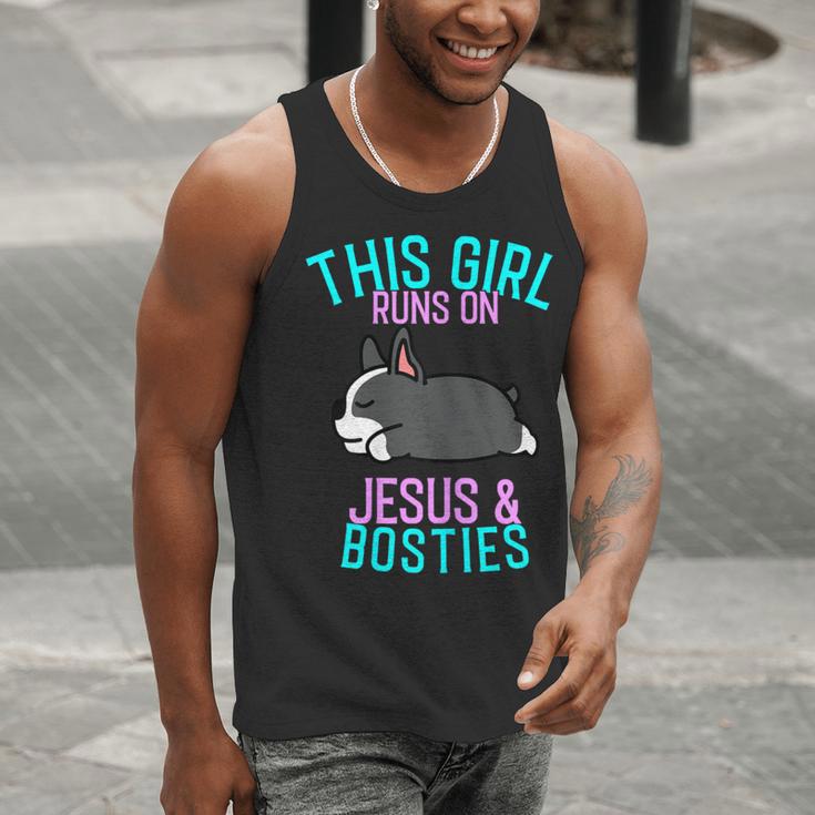 Boston Terrier This Girl Runs On Jesus And Boston Terriers Men Tank Top, funny gift