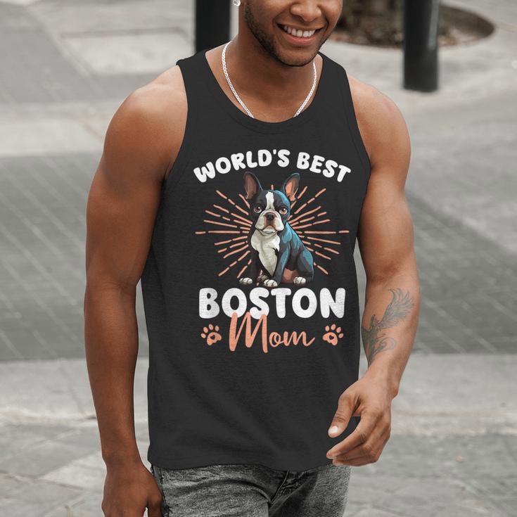 Boston Terrier Groovy World's Best Boston Mom Men Tank Top, Boston Terrier Mom Tank Tops, funny gift