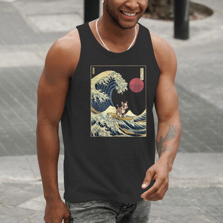 Boston Terrier Japanese Kanagawa Wave Surf Dog Men Tank Top, funny gift
