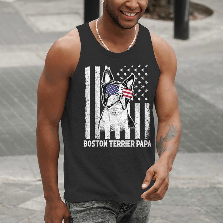 Boston Terrier Papa Cool Dog Lover USA American Flag Men Women Men Tank Top, American Boston Terrier Tank Tops, funny gift