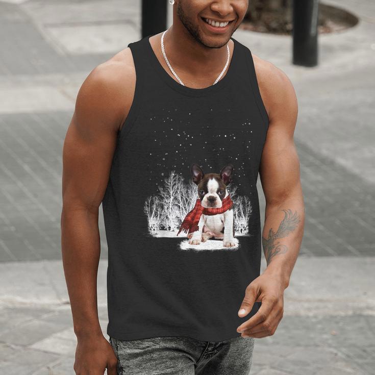 Boston Terrier In The Snow Merry Christmas Winter Men Tank Top, Boston Terrier Christmas Tank Tops, funny gift