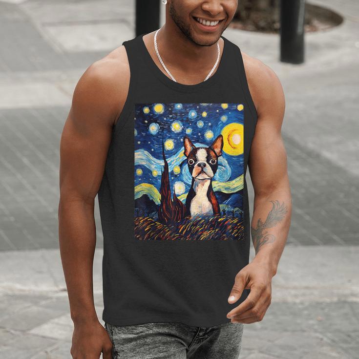 Boston Terrier Starry Night Van Gogh Art Men Tank Top, funny gift
