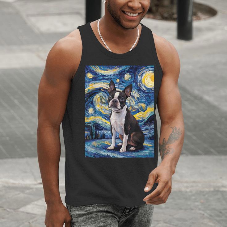 Boston Terrier Van Gogh Starry Night Men Tank Top, funny gift