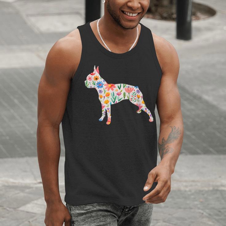 Boston Terrier Watercolor Flowers Men Tank Top, funny gift