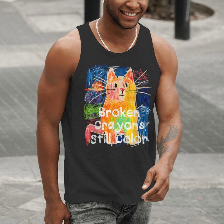 Broken Crayons Still Color Cat Teacher Men Tank Top, funny gift Broken Crayons Still Color Cat Teacher Men Tank Top, funny gift