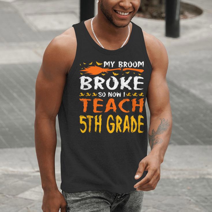 My Broom Broke So Now I Teach 5th Grade Halloween Teacher Men Tank Top, funny gift
