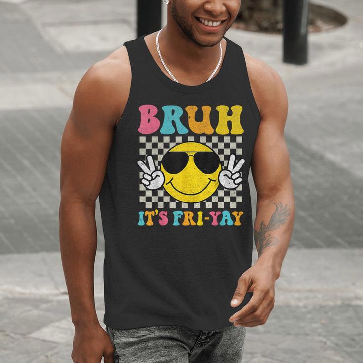 Bruh It's Fri-Yay Friday Weekend Smile Face Teacher Student Men Tank Top, funny gift