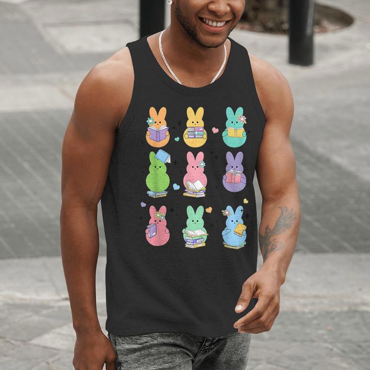 Bunny Reading Books Easter Day Librarian Teacher Book Men Tank Top, Easter Teacher Tank Tops, funny gift