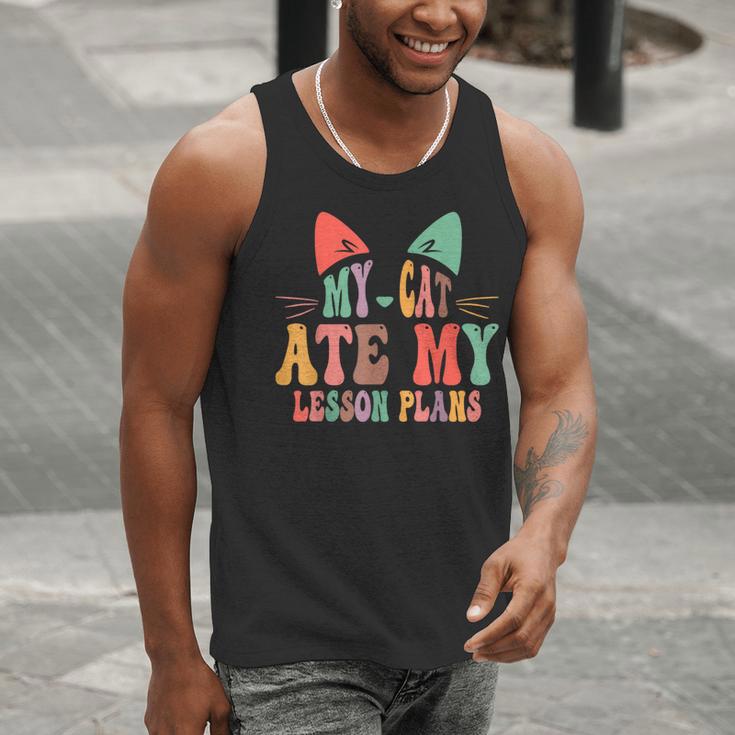 My Cat Ate My Lesson Plans Teacher Sarcastic Men Tank Top, funny gift