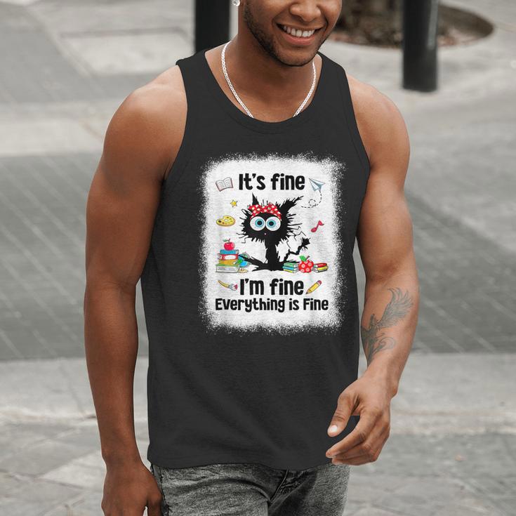 Cat It's Fine I'm Fine Everything Is Fine Teacher Life Men Tank Top, funny gift Cat It's Fine I'm Fine Everything Is Fine Teacher Life Men Tank Top, funny gift