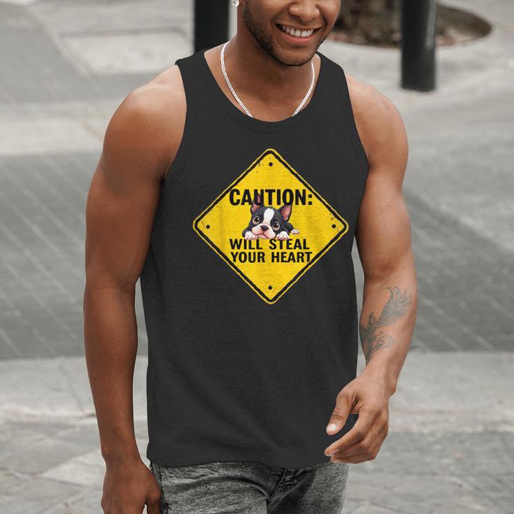 Caution Sign Boston Terrier Dog Bostie Puppy Men Tank Top, funny gift