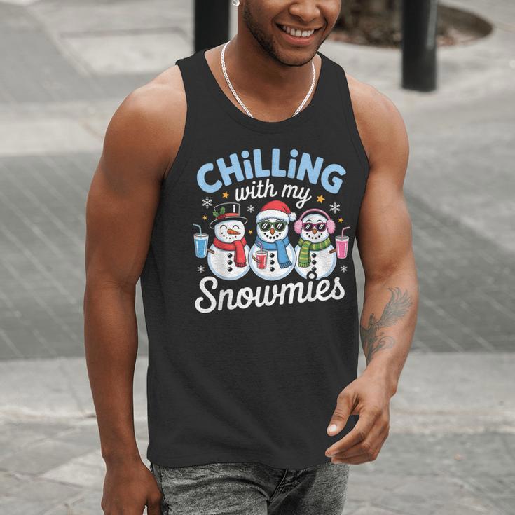 Chillin With My Snowmie Women Christmas Snowman Teacher Snow Men Tank Top, funny gift