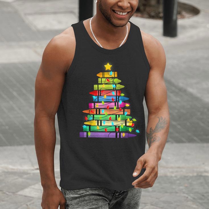 Christmas Tree Made Of Crayons School Teacher Life Student Men Tank Top, funny gift