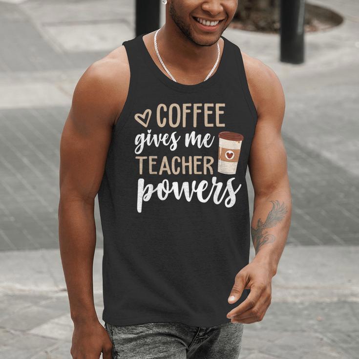 Coffee Gives Me Teacher Powers Teacher Men Tank Top, funny gift