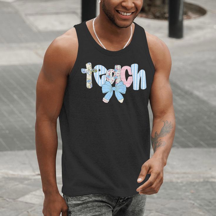 Coquette Bow Teach Teacher Happy First Day Back To School Men Tank Top, funny gift Coquette Bow Teach Teacher Happy First Day Back To School Men Tank Top, funny gift