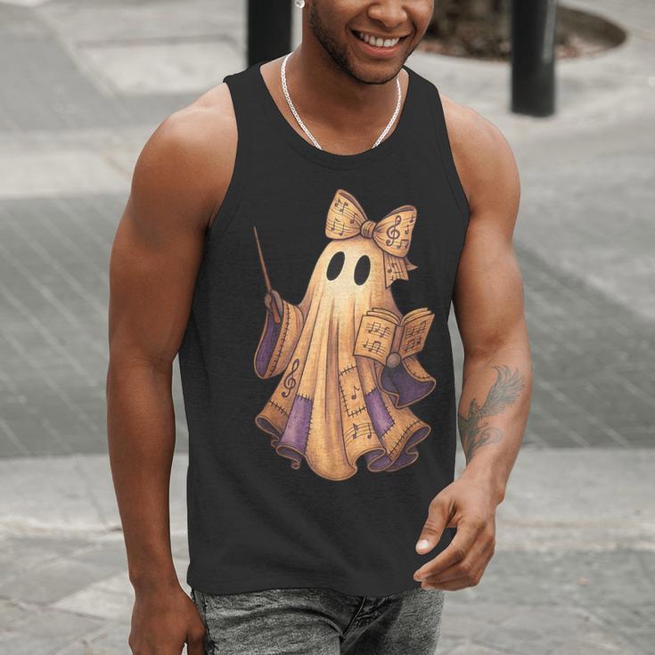 Coquette Music Note Patchwork Ghost Music Teacher Halloween Men Tank Top, funny gift