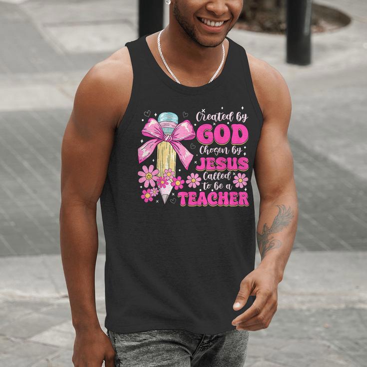Created By God Called To Teacher Jesus Christian Teacher Men Tank Top, funny gift