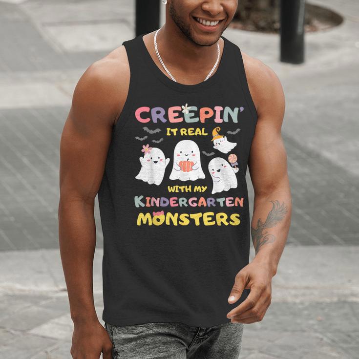 Creepin It Real With Kindergarten Monsters Halloween Teacher Men Tank Top, funny gift Creepin It Real With Kindergarten Monsters Halloween Teacher Men Tank Top, funny gift