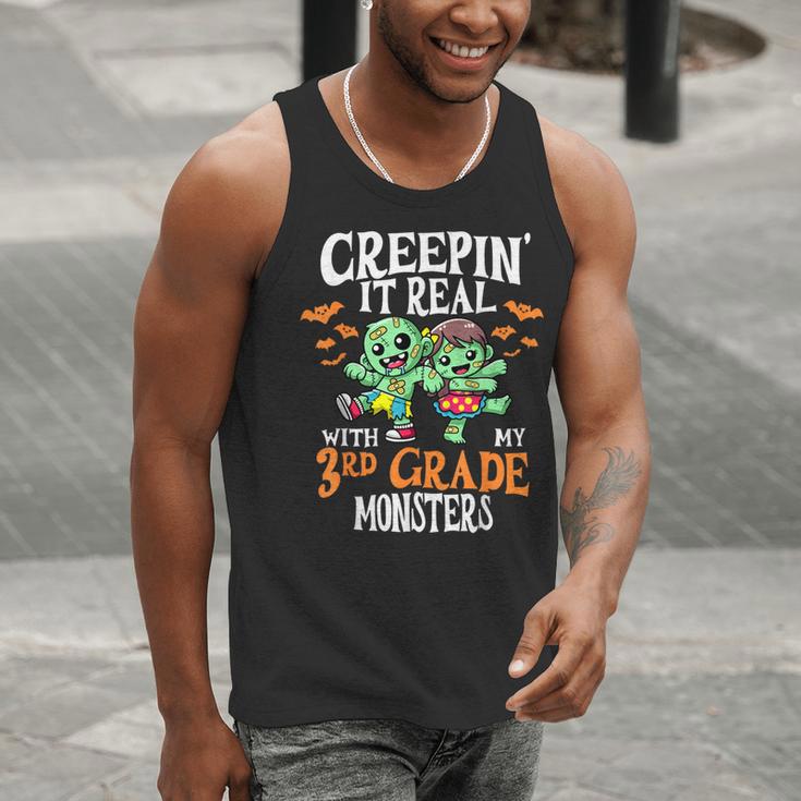 Creepin It Real Monster School 3rd Grade Teacher Halloween Men Tank Top, funny gift