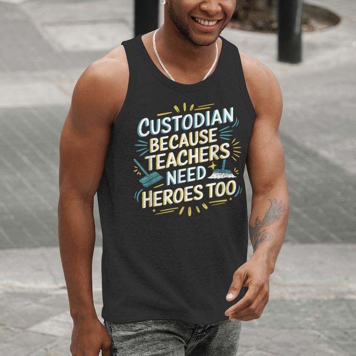 Custodian Because Teachers Need Heroes Too School Janitor Men Tank Top, funny gift Custodian Because Teachers Need Heroes Too School Janitor Men Tank Top, funny gift