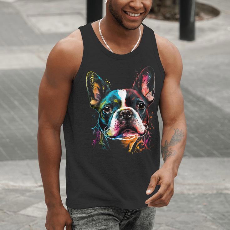 Cute Boston Terrier Puppy Dog Art Lover Unique Painting For Men Women Kids Men Tank Top, funny gift