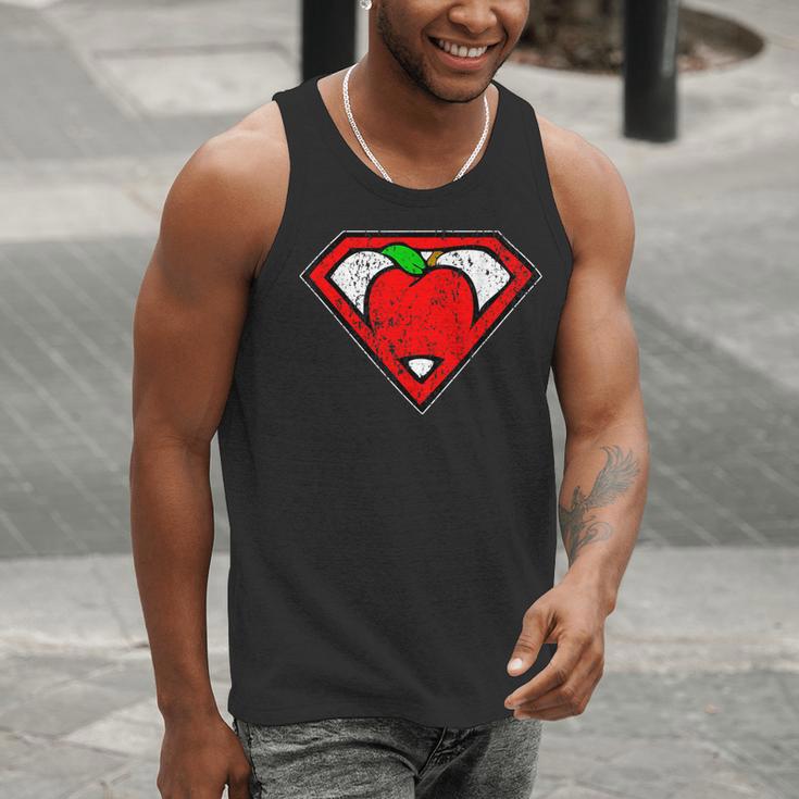 Cute Distressed Super Teacher Superhero Apple Shirt Men Tank Top, Super Teacher Tank Tops, funny gift