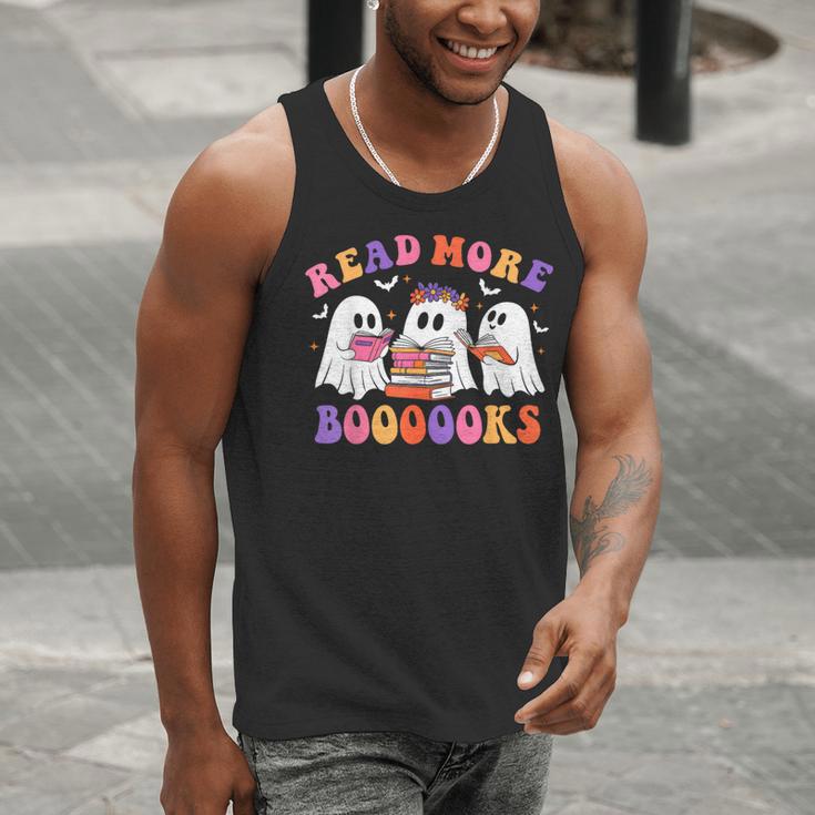 Cute Ghost Read More Books Lover Teacher Halloween Costume Men Tank Top, funny gift