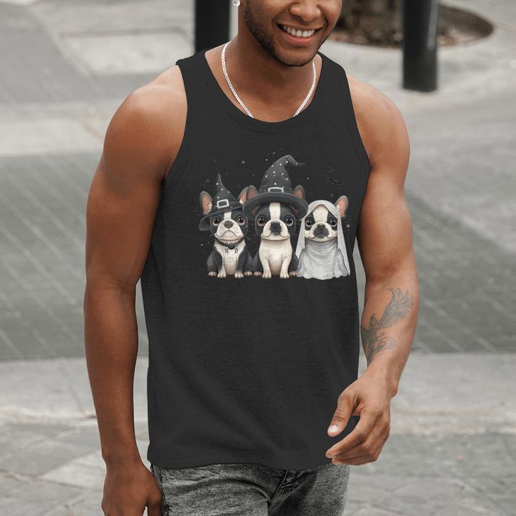 Cute Halloween Boston Terrier Dogs Witch Hat Ghost Dog For Men Women Kids Men Tank Top, Boston Terrier Ghost Tank Tops, Boston Terrier Halloween Tank Tops, funny gift