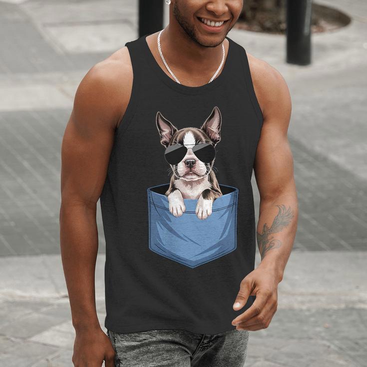 Cute Pocket Boston Terrier Lover Dog Mom Men Tank Top, Boston Terrier Mom Tank Tops, funny gift