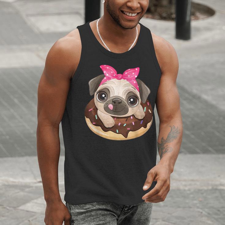 Cute Pug Shirt Donut Girls Dog Men Tank Top, funny gift