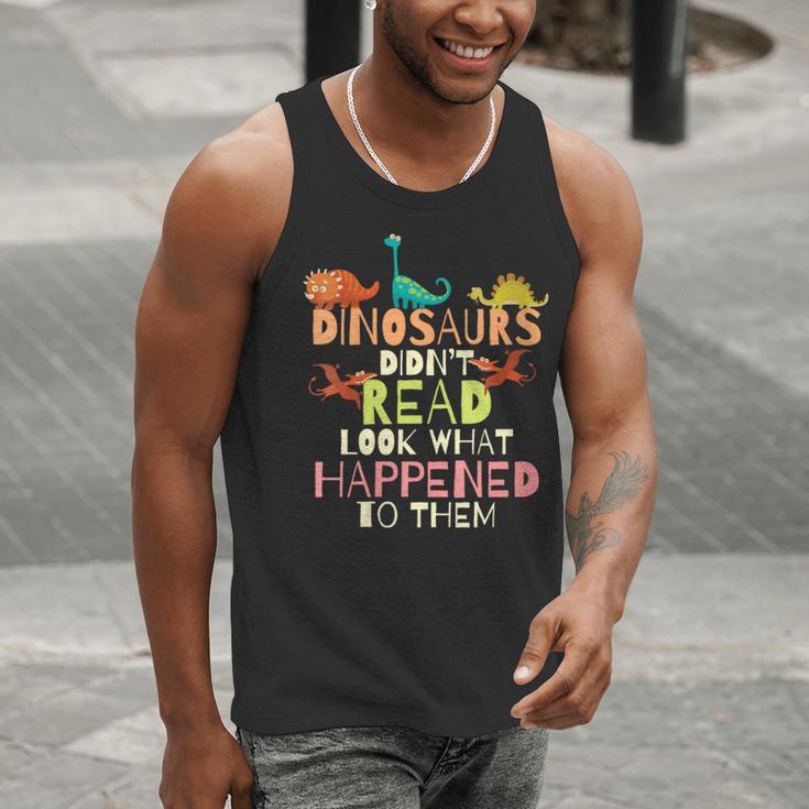 Dinosaurs Didnt Read Look What Happened To Them Teacher Men Tank Top, funny gift Dinosaurs Didnt Read Look What Happened To Them Teacher Men Tank Top, funny gift