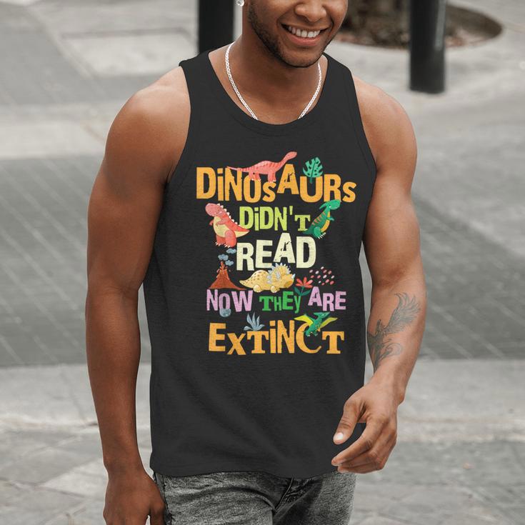 Dinosaurs Didn't Read Now They Are Extinct Reading Teacher Men Tank Top, funny gift Dinosaurs Didn't Read Now They Are Extinct Reading Teacher Men Tank Top, funny gift
