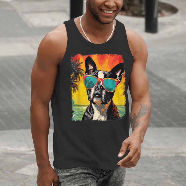 Dog Boston Terrier Hawaiian Men Tank Top, funny gift